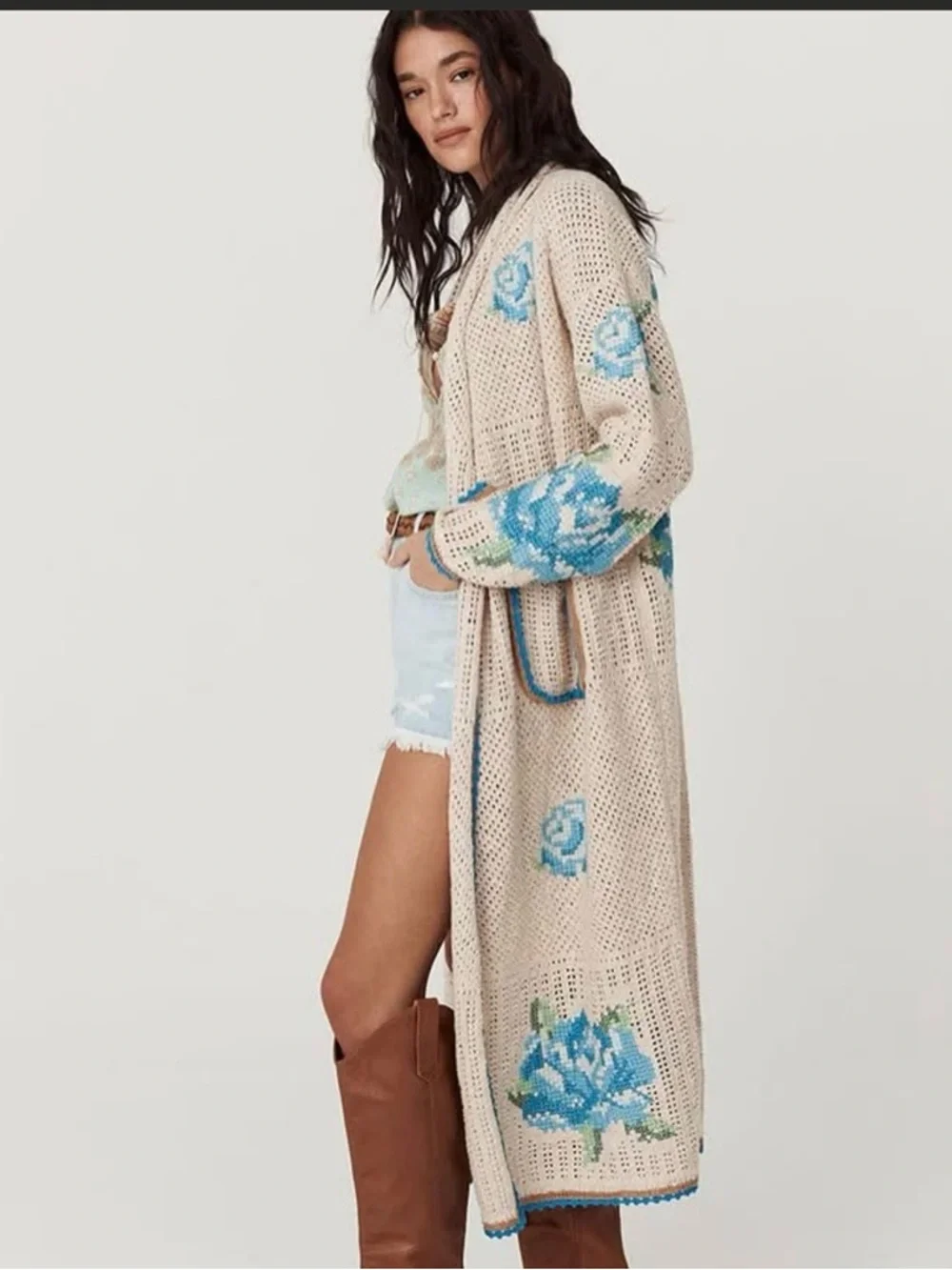 NWT Spell Coastal Granny Maxi Cardigan with pockets  size L. - Picture 2 of 7